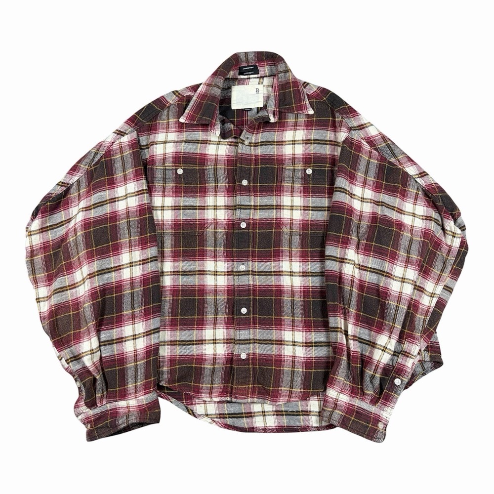 R13 NYC Plaid Flannel Shirt Japanese Fabric Long Sleeve Oversized Fit Sz XS